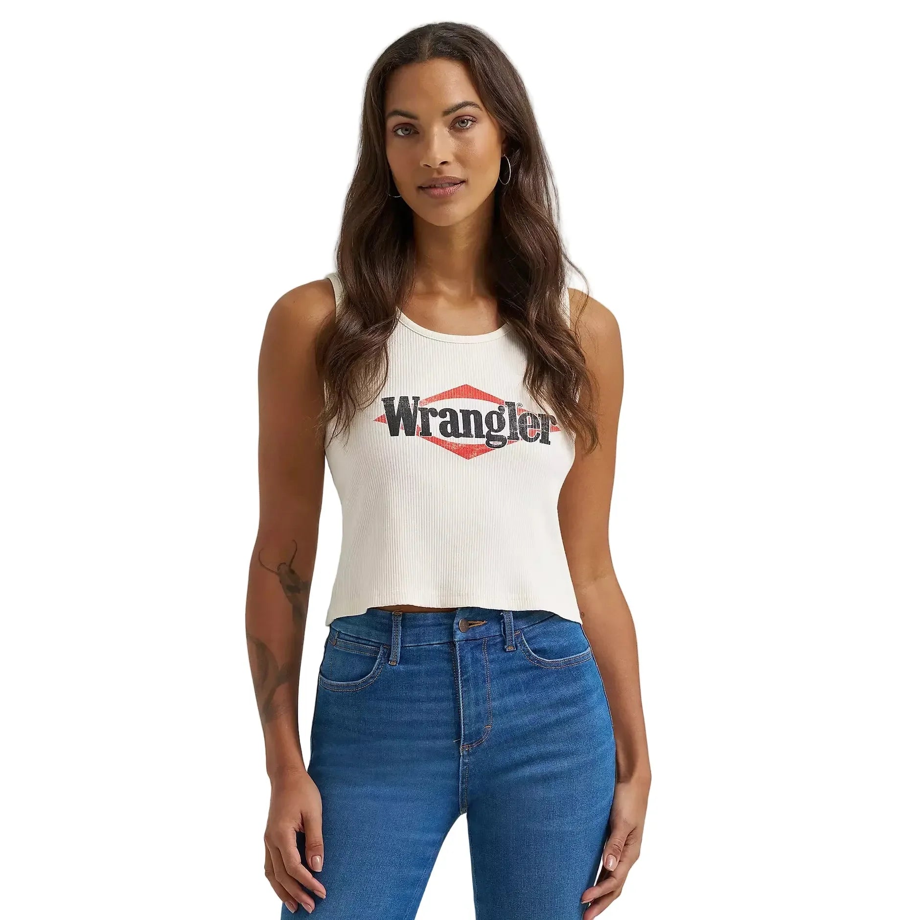 Women's Wrangler Triangle Logo Graphic Ribbed Tank Top 112375857