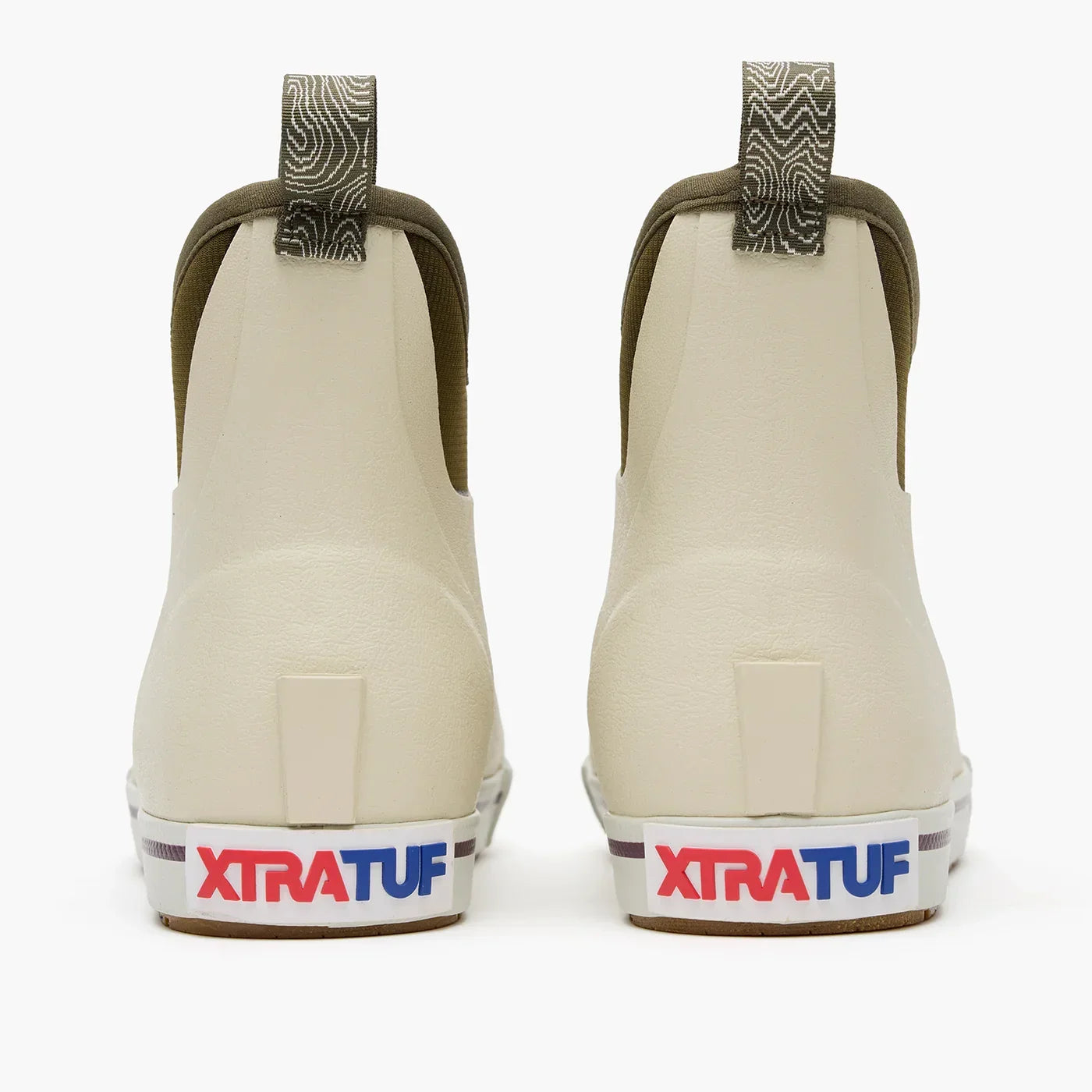 Women's XTRATUF Camp Fleece Lined Bone White/Dark Olive 6 Inch Ankle Deck Boot XWADBC10