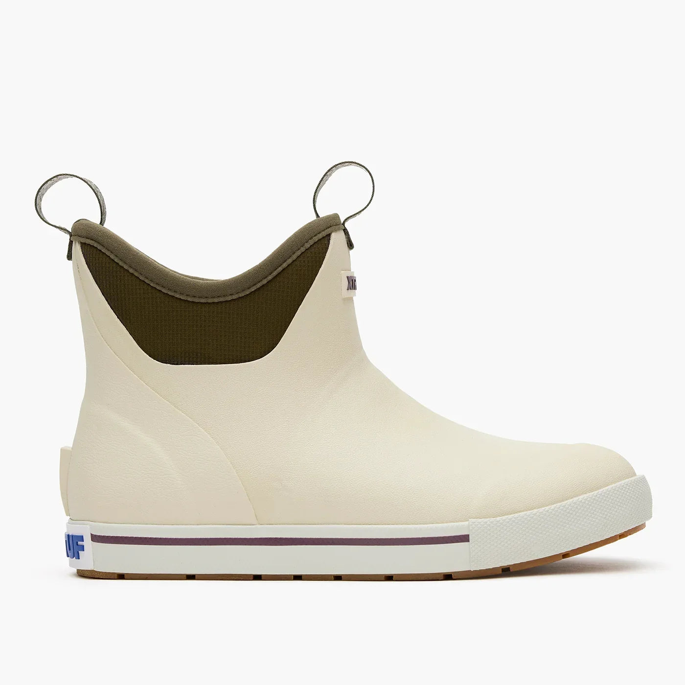 Women's XTRATUF Camp Fleece Lined Bone White/Dark Olive 6 Inch Ankle Deck Boot XWADBC10