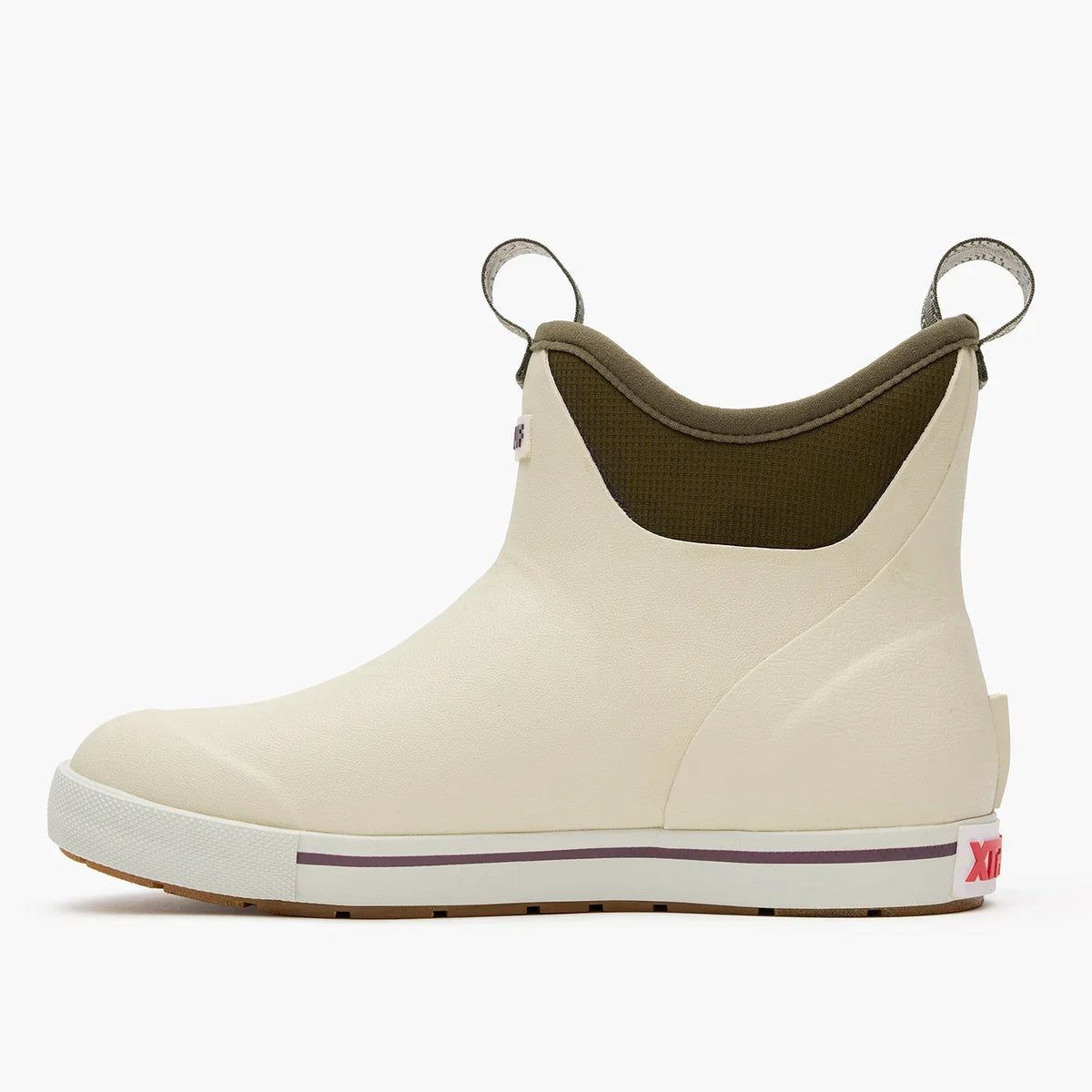 Women's XTRATUF Camp Fleece Lined Bone White/Dark Olive 6 Inch Ankle Deck Boot XWADBC10