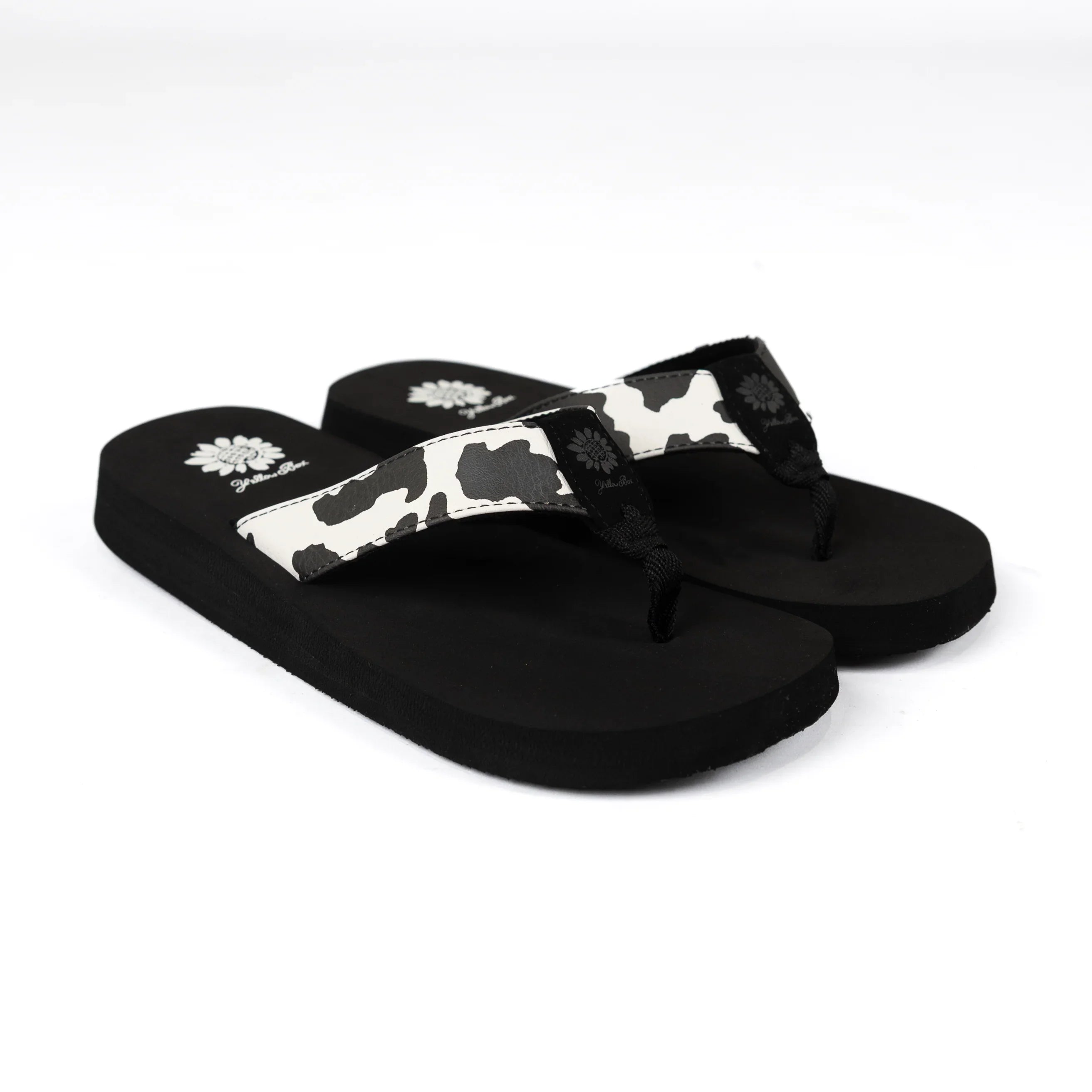 Women's Yellow Box Flexter White and Black Flip Flops 66356-W/B