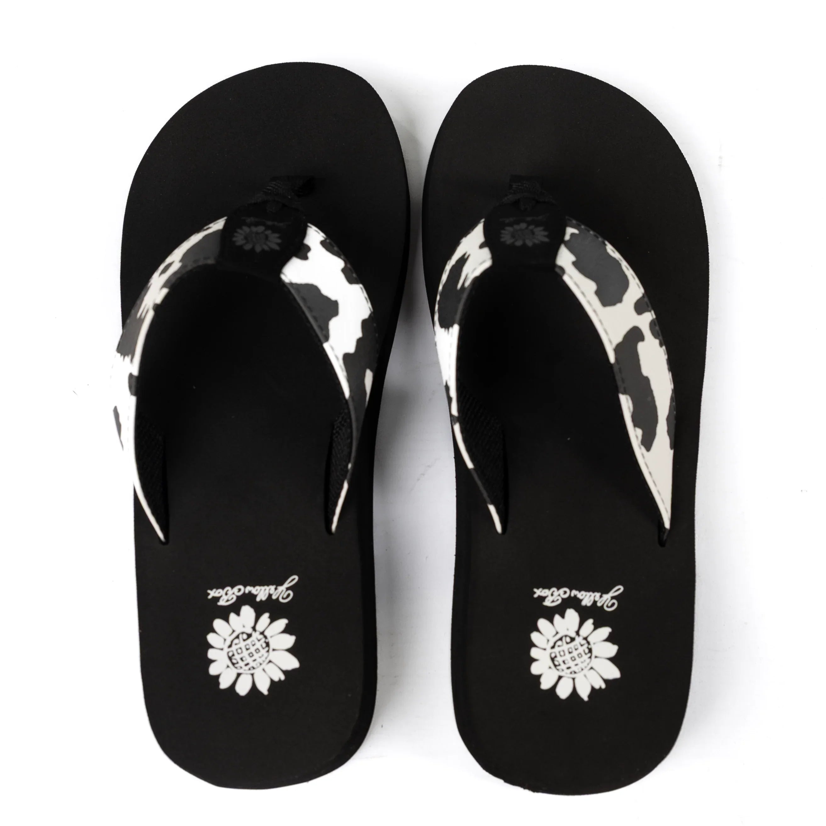 Women's Yellow Box Flexter White and Black Flip Flops 66356-W/B