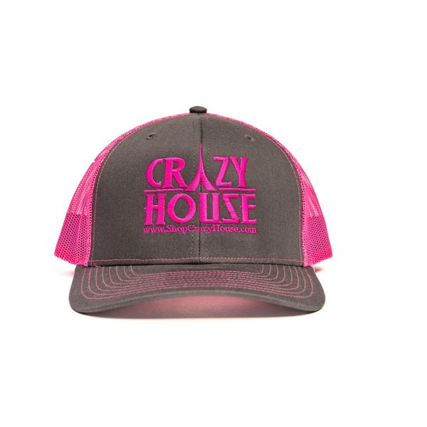 Grey and Pink Snapback with Crazy House Stitching - Crazy House Western Wear