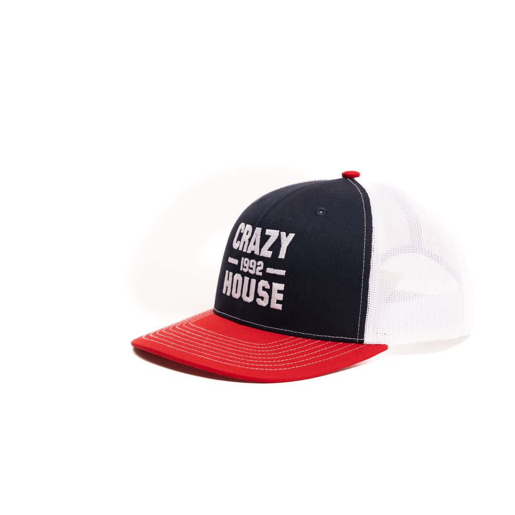 Crazy House Unisex Red White and Blue Snapback with Stitching - Crazy House Western Wear