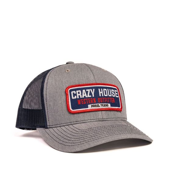 Grey Trucker Snapback with Outfitter Patch - Crazy House Western Wear
