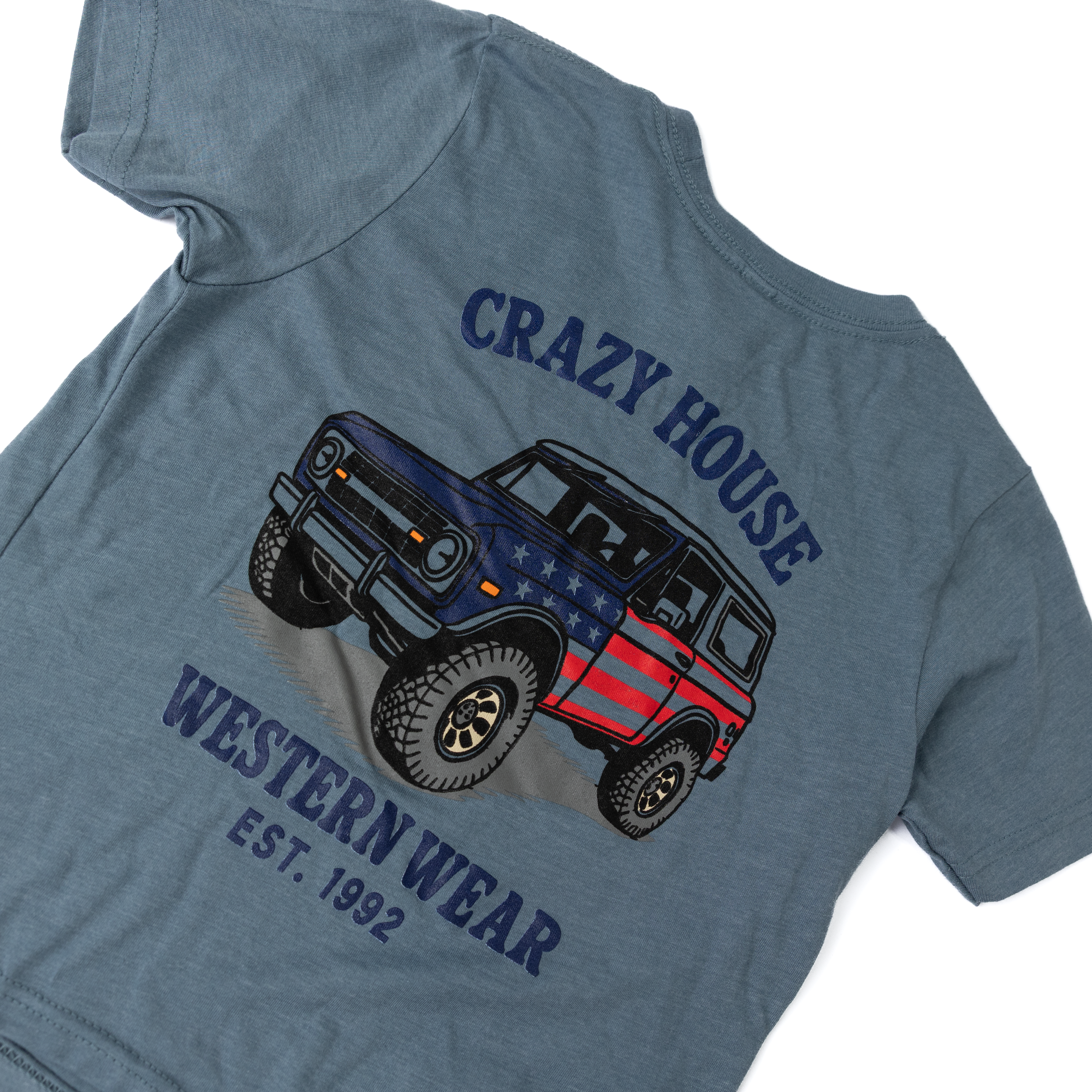 Youth Crazy House American Flag Bronco T-shirt