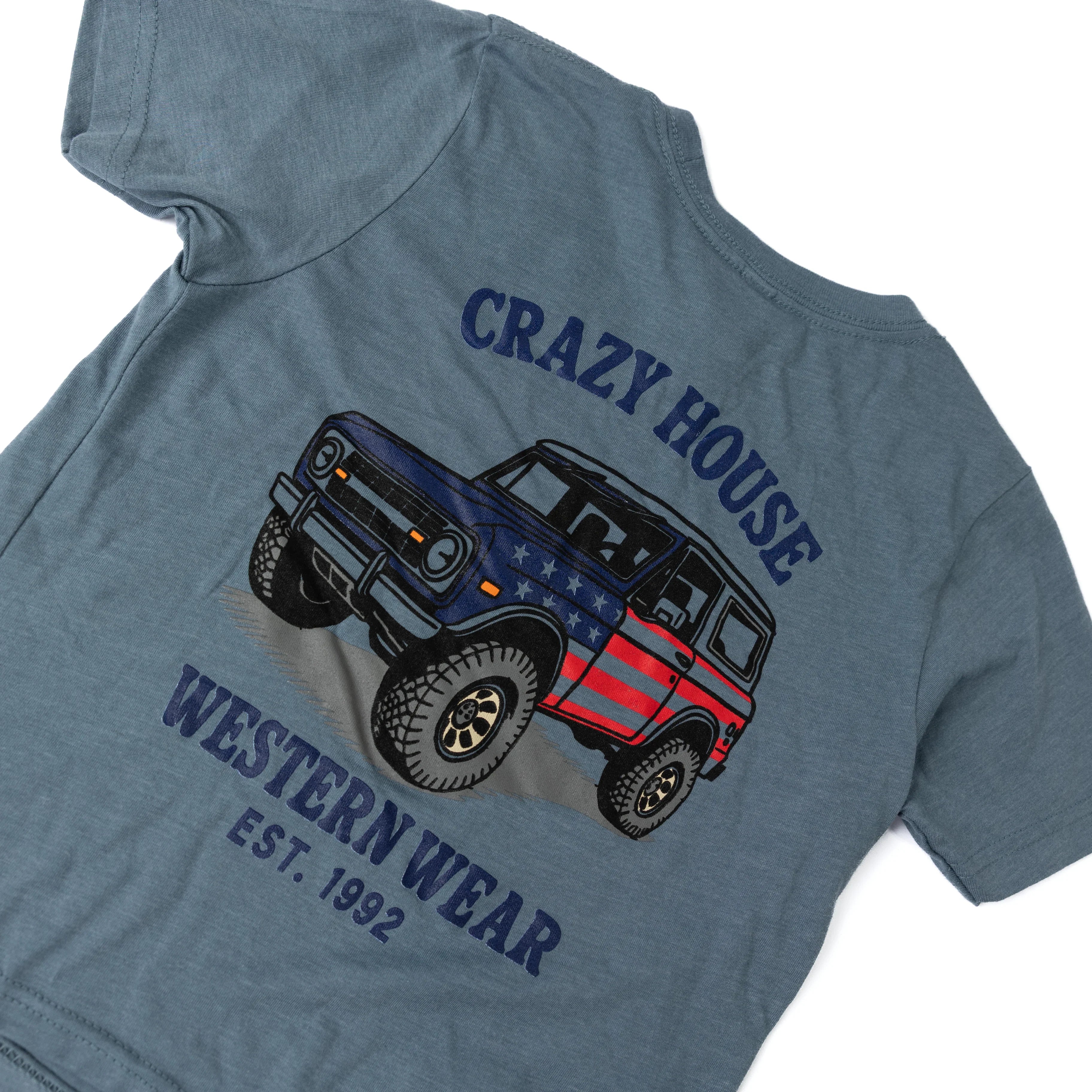 Youth Crazy House American Flag Bronco T-shirt
