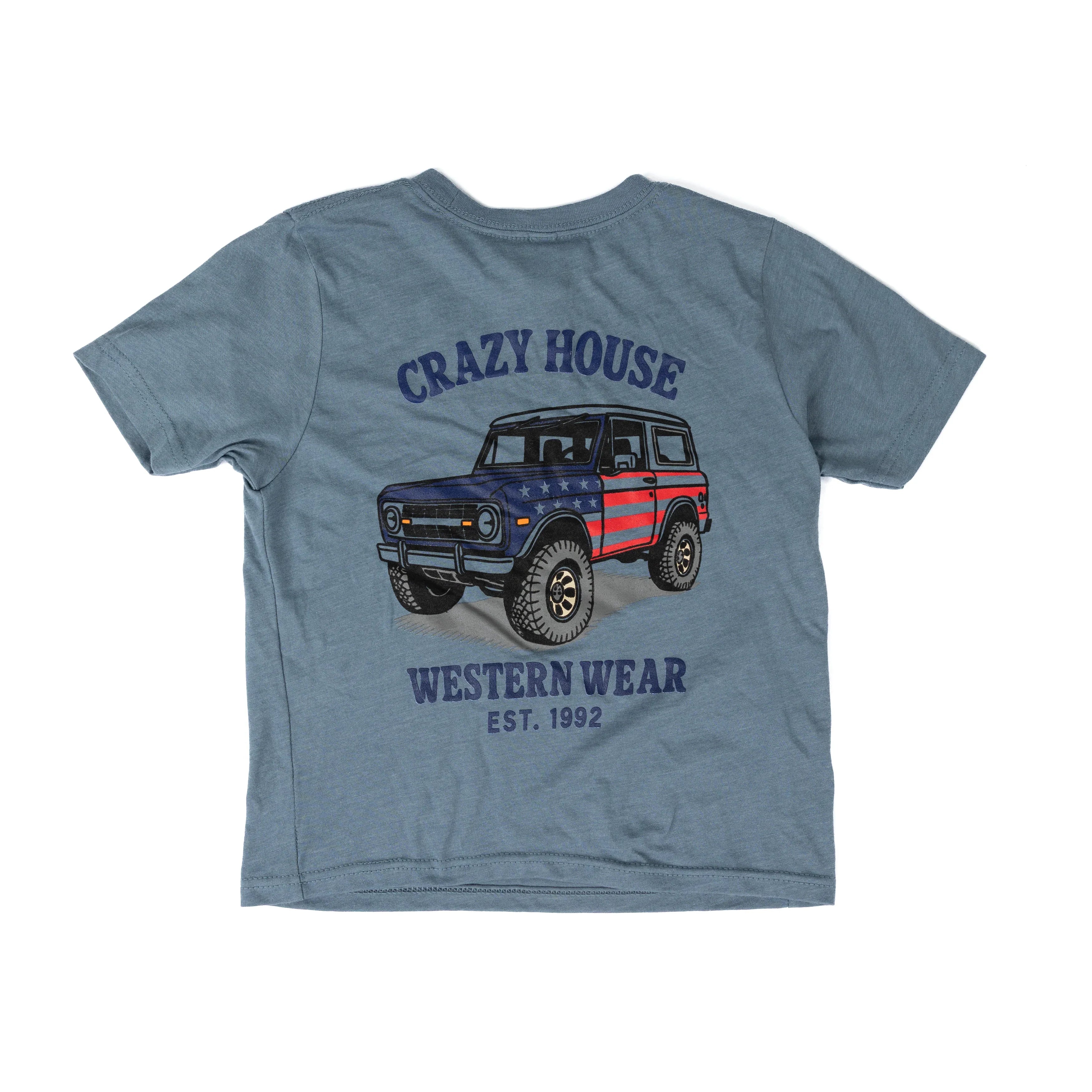 Youth Crazy House American Flag Bronco T-shirt