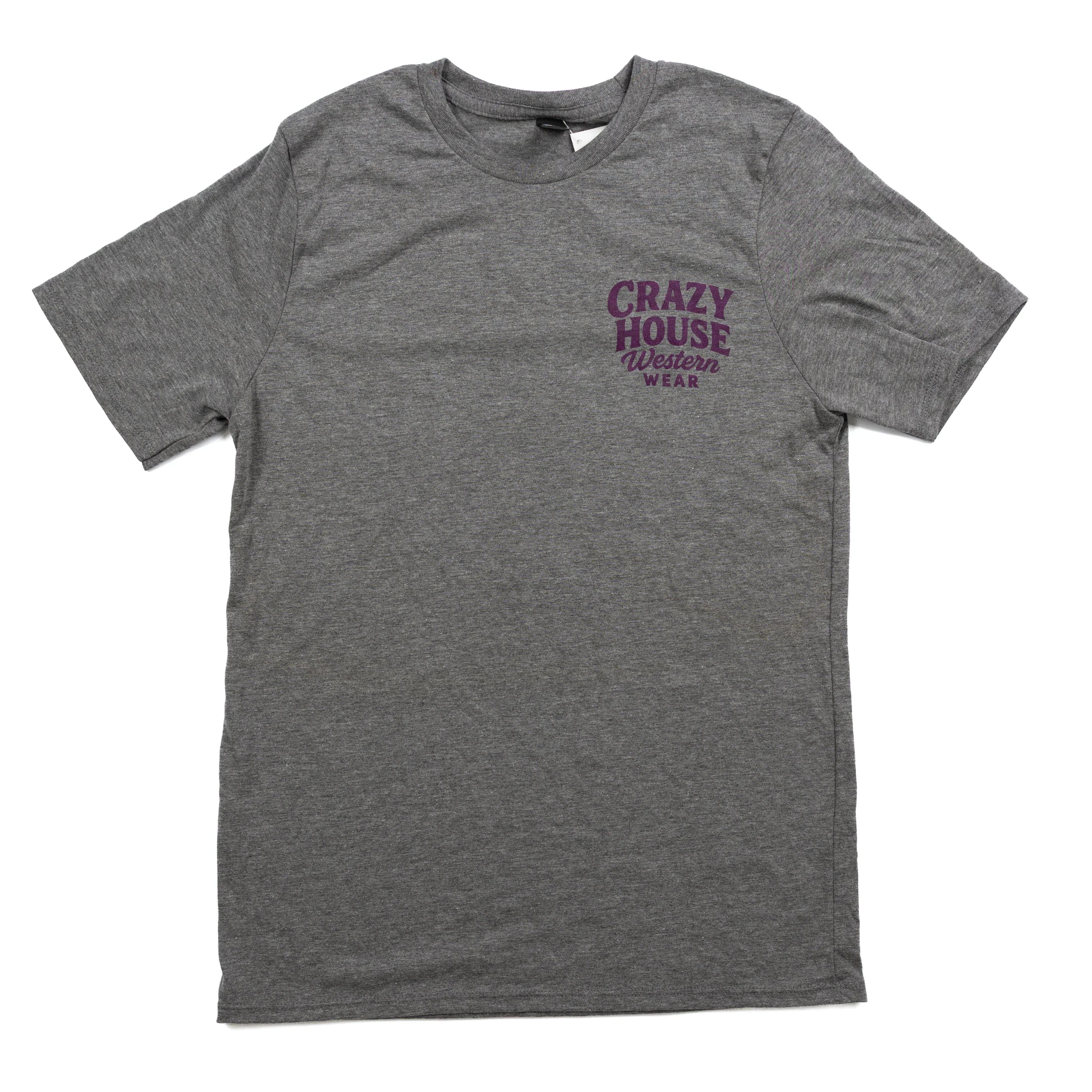 Youth Crazy House Gray Short Sleeve Script T-shirt