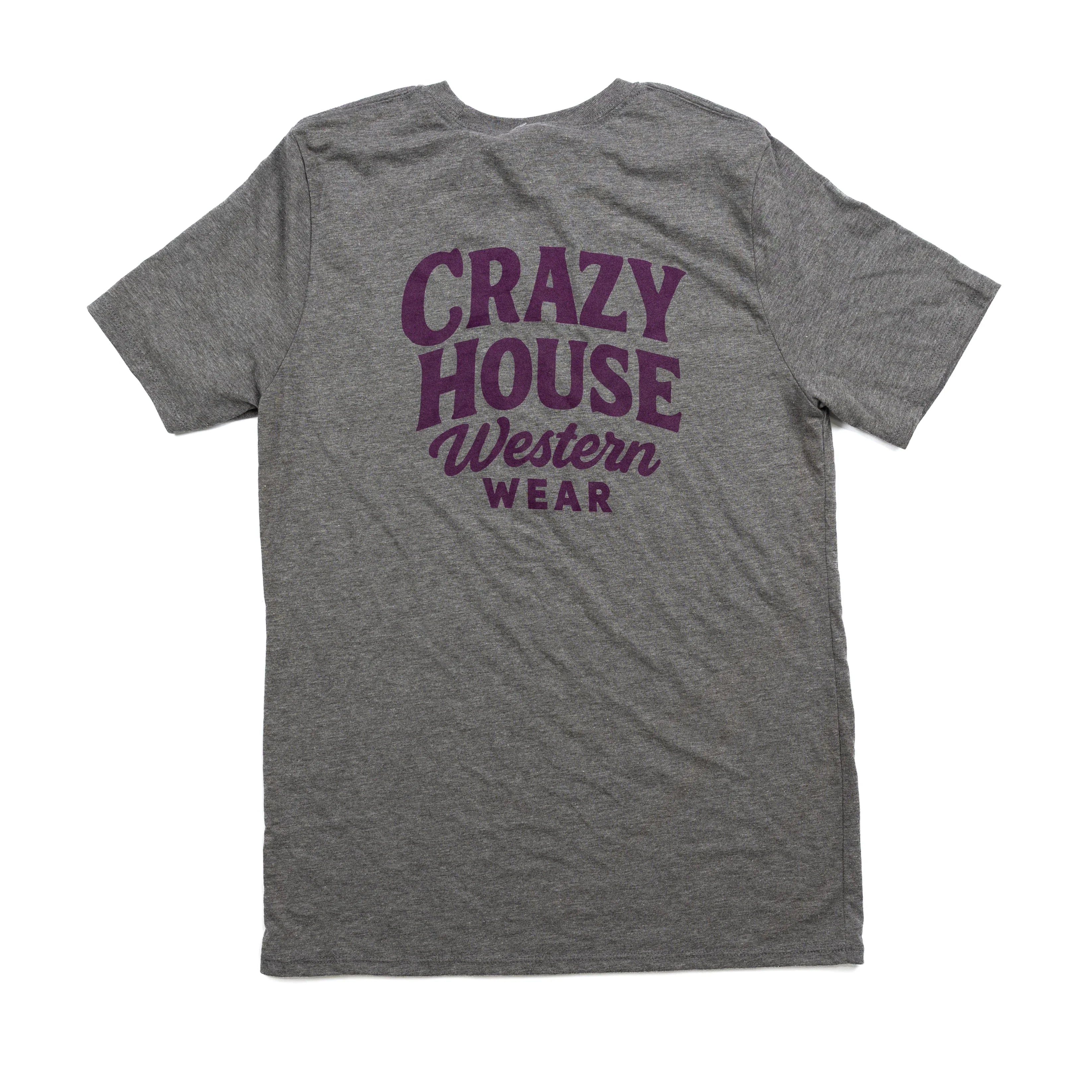 Youth Crazy House Gray Short Sleeve Script T-shirt