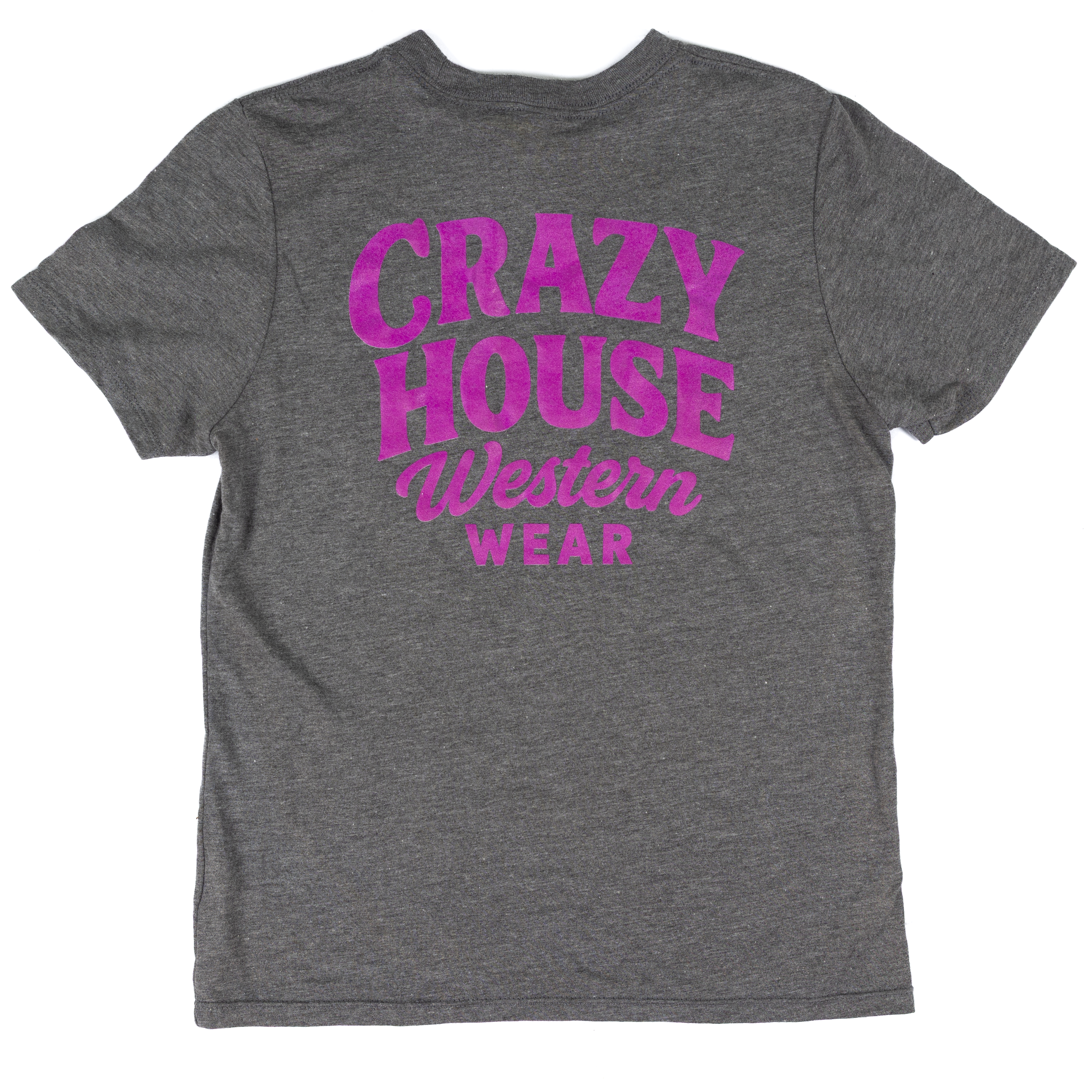 Youth Crazy House Gray Short Sleeve Script T-shirt