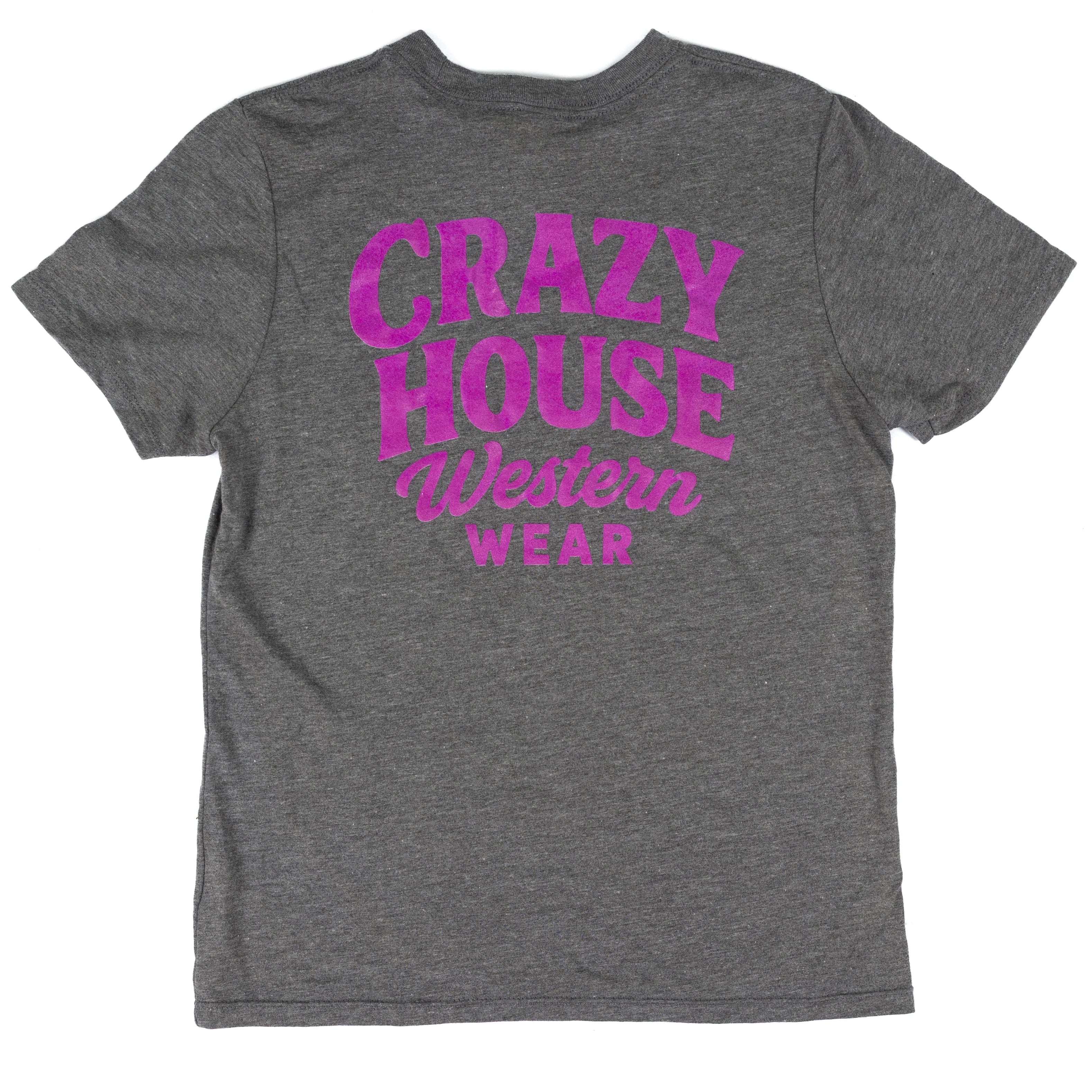 Youth Crazy House Gray Short Sleeve Script T-shirt