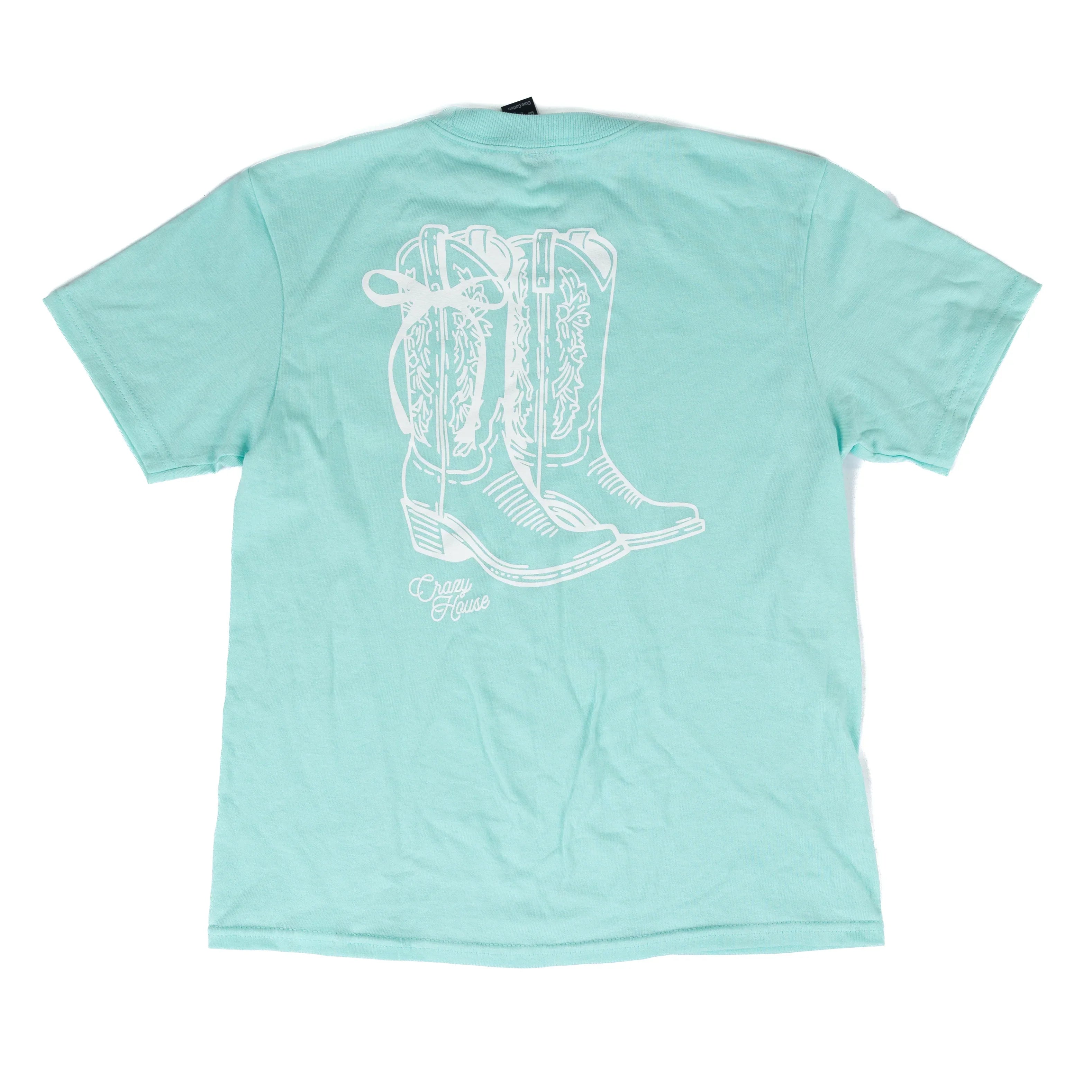 Youth Crazy House Short Sleeve Boots and Bow T-shirt
