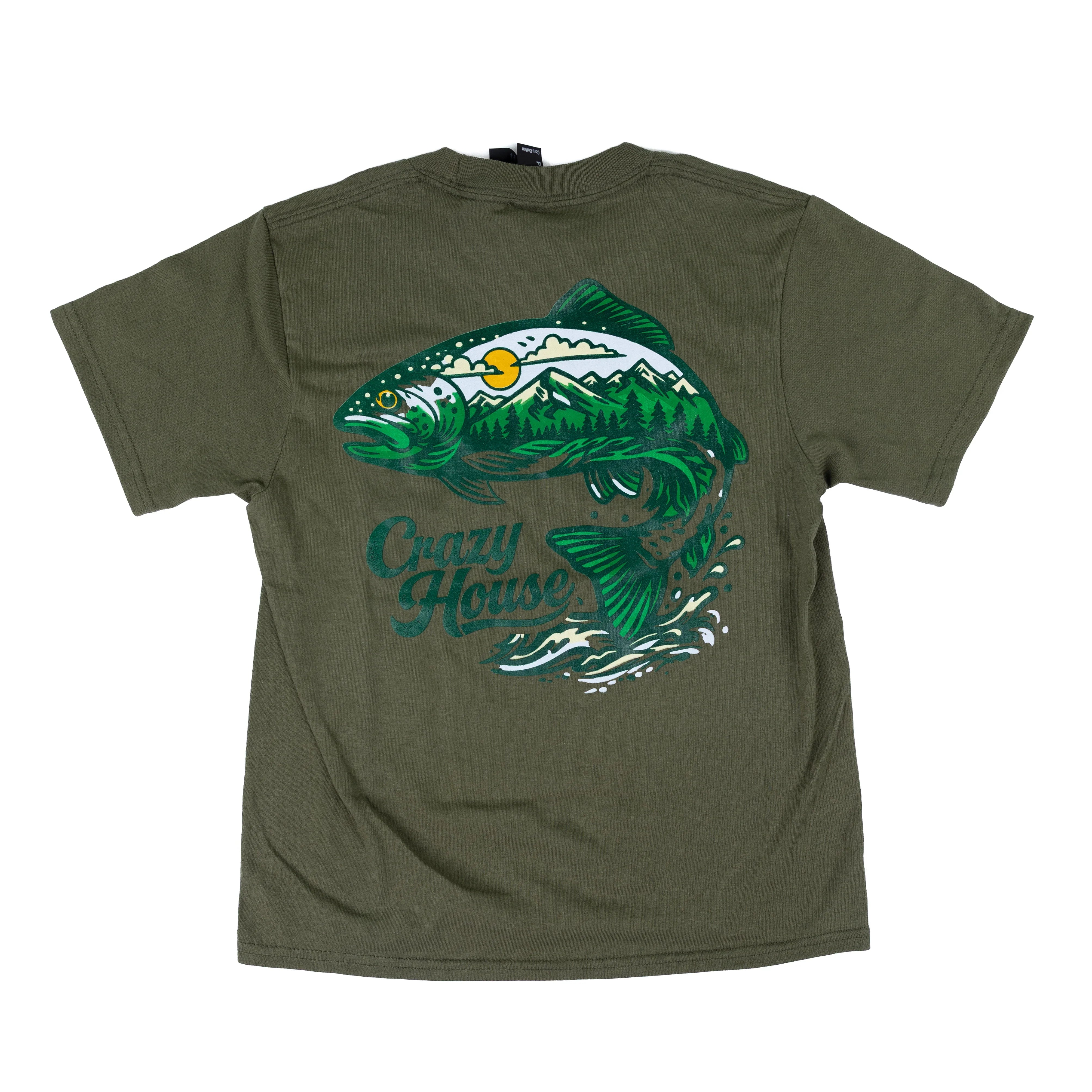 Youth Crazy House Short Sleeve with Fish Printed On Back