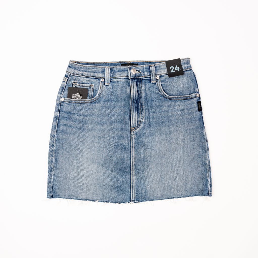 Women's Silver Denim Mini Skirt L34110AGR292