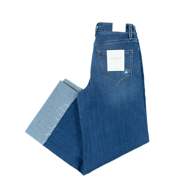 Women's Lovervet High Rise Cuffed Ankle Wide Leg Jeans LV1530