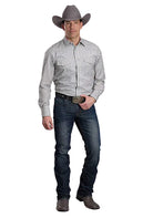 Roper Men's Long Sleeve Gray Striped Pearl Snap Shirt 01-001-0044-7025