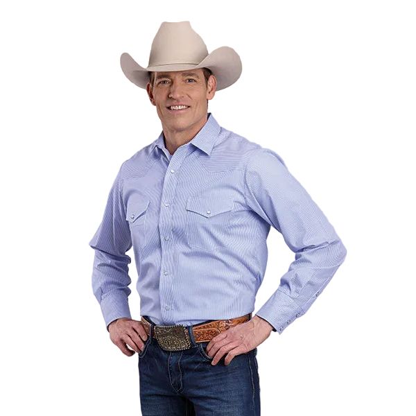 Men's Roper Long Sleeve Blue Striped Button Up Shirt 01-001-0144-0265