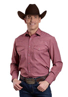 Men's Roper Long Sleeve Snap Red Basket Weave Western Shirt 01-001-0145-1081