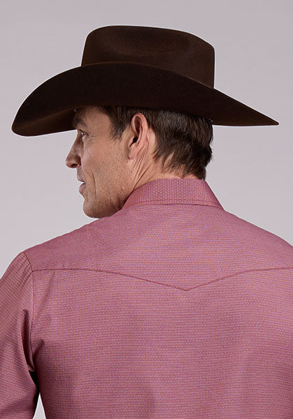 Men's Roper Long Sleeve Snap Red Basket Weave Western Shirt 01-001-0145-1081