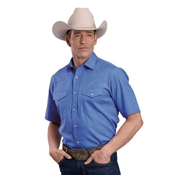 Men's Roper Short Sleeve Blue Snap Shirt 01-002-0025-0255