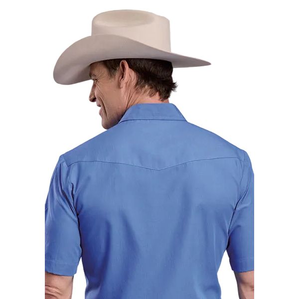 Men's Roper Short Sleeve Blue Snap Shirt 01-002-0025-0255
