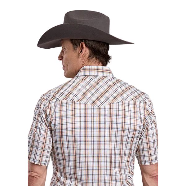 Men's Roper Short Sleeve Woven Plaid Snap Up Shirt 01-002-0101-2024