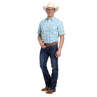 Men's Roper Short Sleeve Blue Plaid Western Button Up Shirt 01-002-0101-2029