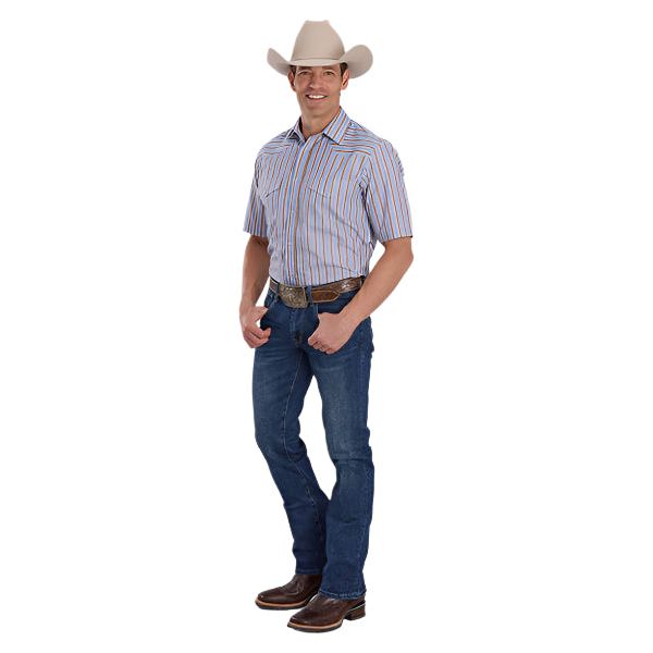 Men's Short Sleeve Snap Yarn Dyed Shirt 01-002-0144-0446 - Crazy House Western Wear