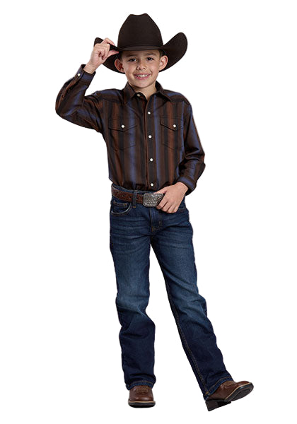 Boy's Roper Long Sleeve Yarn Dyed Stripe Snap Shirt 01-030-0044-1084