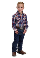 Roper Boy's Long Sleeve Blue Plaid Snap Shirt 01-030-0101-7016