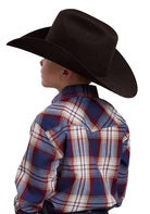 Roper Boy's Long Sleeve Blue Plaid Snap Shirt 01-030-0101-7016