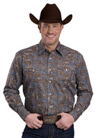 Men's Roper Long Sleeve Snap Bluebird Paisley Western Shirt 03-001-0225-1024