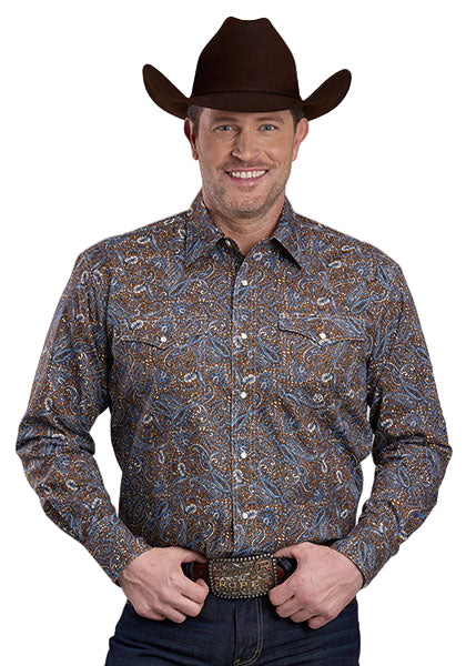 Men's Roper Long Sleeve Snap Bluebird Paisley Western Shirt 03-001-0225-1024