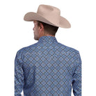 Men's Roper Long Sleeve Blue All Over Print Snap Shirt 03-001-0225-4044