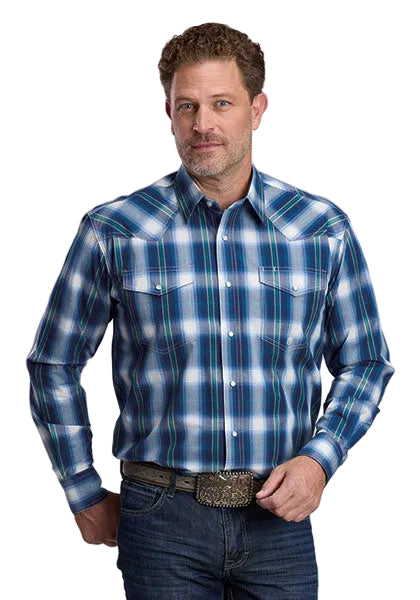 Roper Men's Long Sleeve Night Fall Plaid Snap Shirt 03-001-0278-6073