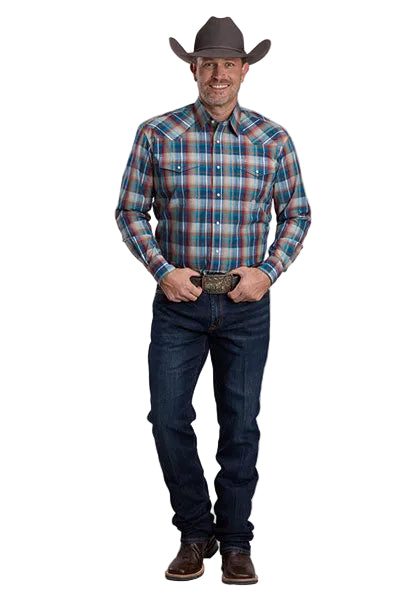 Roper Men's Long Sleeve Amarillo Multicolor Plaid Snap Shirt 03-001-0278-6074