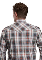 Roper Men's Long Sleeve Gray Smoky Plaid Snap Shirt 03-001-0278-6075 