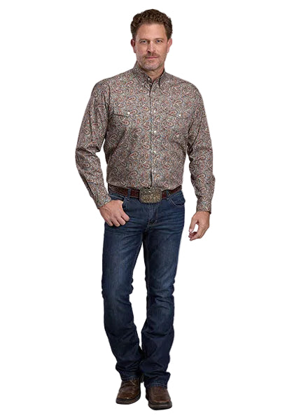 Roper Men's Long Sleeve Gray Amarillo Paisley Print Button Down Shirt 03-001-0325-6037 