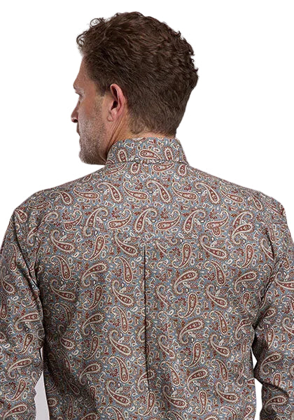 Roper Men's Long Sleeve Gray Amarillo Paisley Print Button Down Shirt 03-001-0325-6037 
