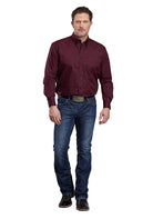 Men's Roper Long Sleeve Amarillo Allover Print Wine Colored Shirt 03-001-0326-1021
