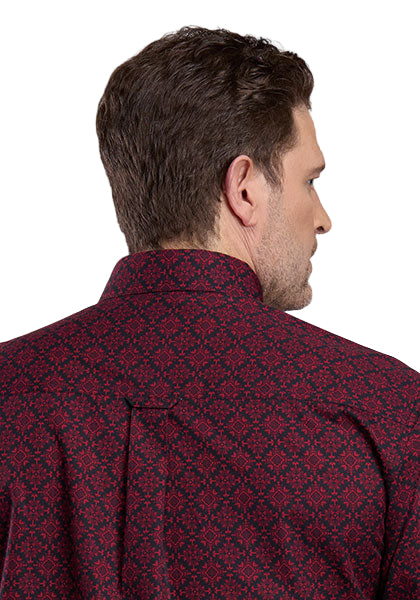 Men's Roper Long Sleeve Amarillo Allover Print Wine Colored Shirt 03-001-0326-1021