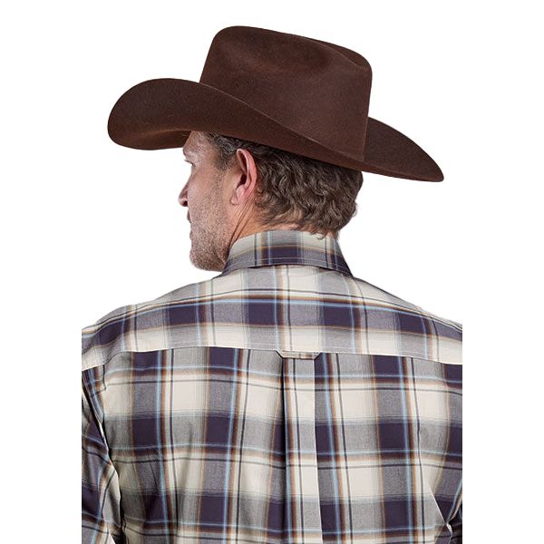 Men's Roper Long Sleeve Amarillo Plaid 1 Pocket Button Up Shirt 