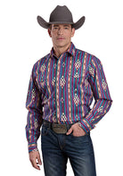 Men's Roper Long Sleeve Purple Snap Up Printed Shirt 03-001-0485-0100