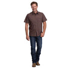 Men's Roper Short Sleeve Brown All Over Argyle Print Snap Shirt 03-002-0124-5101
