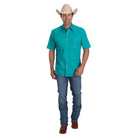 Men's Roper Short Sleeve Turquoise Pearl Snap Shirt 03-002-0265-4101 - Crazy House Western Wear