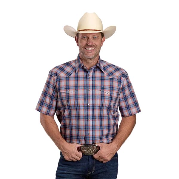 Men's Roper Short Sleeve Plaid Snap Up Shirt 03-002-0278-4057