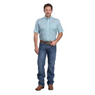 Men's Roper Short Sleeve Green and Teal Amarillo Allover Print Button Up Shirt 03-002-0326-2105