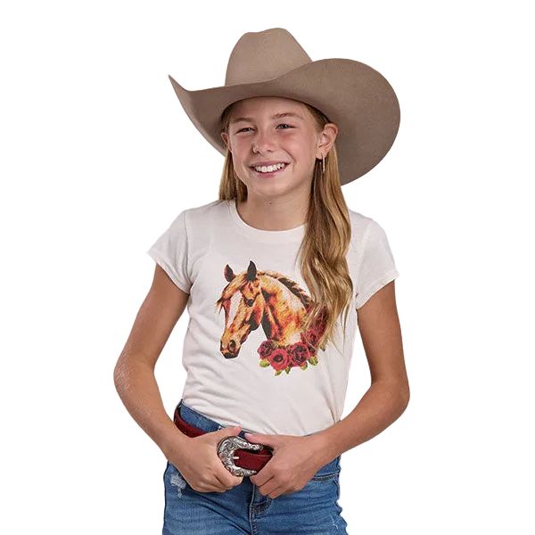 Girl's Roper Short Sleeve Horse Printed T-shirt 03-009-0513-5059