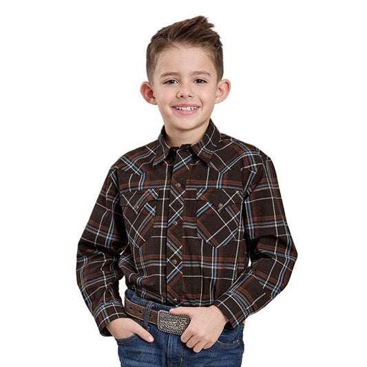Boy's Roper Long SLeeve Performance Plaid Snap Shirt 03-030-0062-0709